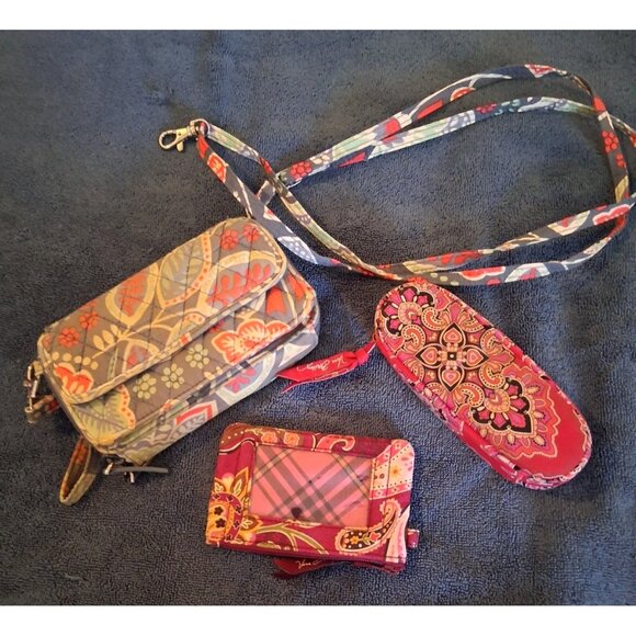 Vera Bradley Handbags - VERA BRADLEY LOT of 3 Wallet Pouch Clutch ID Case Coin Purse Wristlet Red